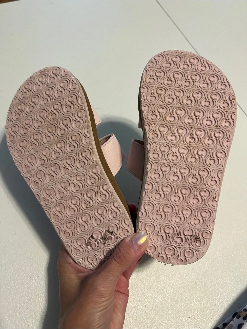 Cobian Pink Double-Strap Kids Slide Sandals